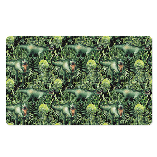 T-Rex Dinosaur And Jurassic Plants Print Polyester Doormat
