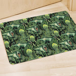 T-Rex Dinosaur And Jurassic Plants Print Polyester Doormat