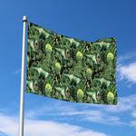 T-Rex Dinosaur And Jurassic Plants Print Polyester Flag