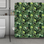 T-Rex Dinosaur And Jurassic Plants Print Polyester Shower Curtain