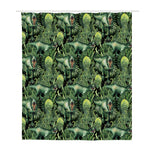 T-Rex Dinosaur And Jurassic Plants Print Polyester Shower Curtain