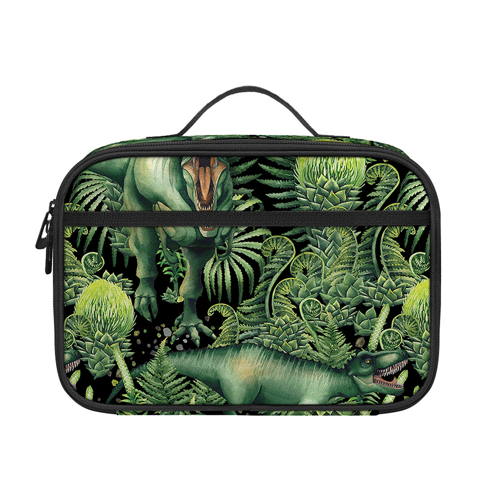 T-Rex Dinosaur And Jurassic Plants Print Portable Lunch Bag