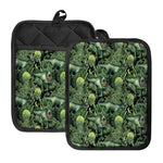 T-Rex Dinosaur And Jurassic Plants Print Pot Holders With Pocket