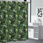 T-Rex Dinosaur And Jurassic Plants Print Premium Shower Curtain