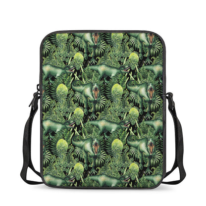 T-Rex Dinosaur And Jurassic Plants Print Rectangular Crossbody Bag
