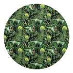 T-Rex Dinosaur And Jurassic Plants Print Round Blanket