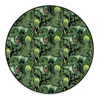 T-Rex Dinosaur And Jurassic Plants Print Round Floor Mat