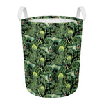 T-Rex Dinosaur And Jurassic Plants Print Round Laundry Basket