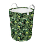 T-Rex Dinosaur And Jurassic Plants Print Round Laundry Basket
