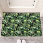 T-Rex Dinosaur And Jurassic Plants Print Rubber Doormat