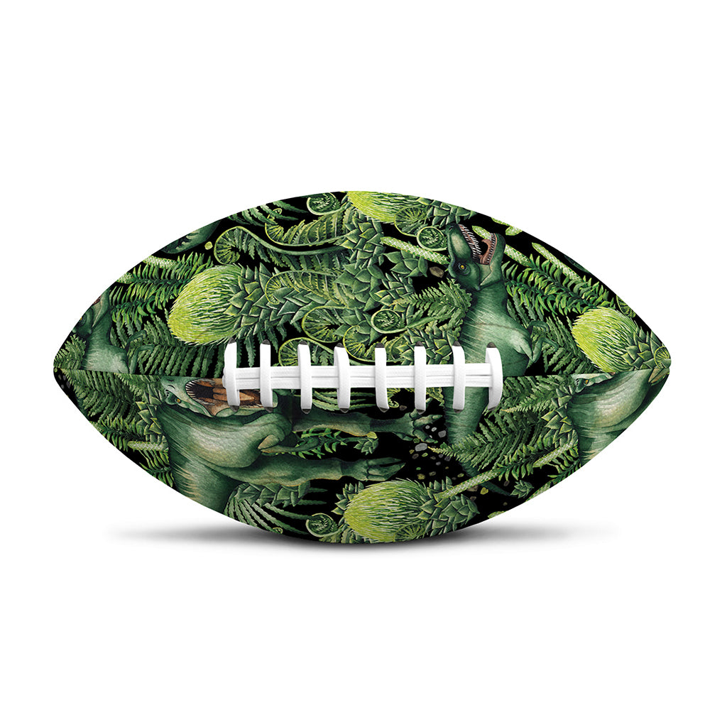 T-Rex Dinosaur And Jurassic Plants Print Rugby Ball