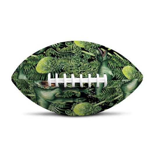 T-Rex Dinosaur And Jurassic Plants Print Rugby Ball