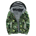 T-Rex Dinosaur And Jurassic Plants Print Sherpa Lined Zip Up Hoodie