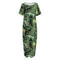 T-Rex Dinosaur And Jurassic Plants Print Short Sleeve Long Nightdress