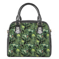 T-Rex Dinosaur And Jurassic Plants Print Shoulder Handbag