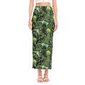 T-Rex Dinosaur And Jurassic Plants Print Side Slit Maxi Skirt