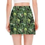 T-Rex Dinosaur And Jurassic Plants Print Side Slit Mini Skirt