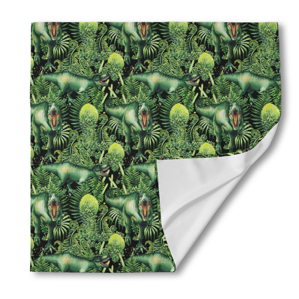 T-Rex Dinosaur And Jurassic Plants Print Silk Bandana