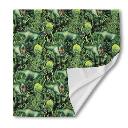 T-Rex Dinosaur And Jurassic Plants Print Silk Bandana
