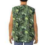 T-Rex Dinosaur And Jurassic Plants Print Sleeveless Baseball Jersey
