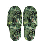 T-Rex Dinosaur And Jurassic Plants Print Slippers