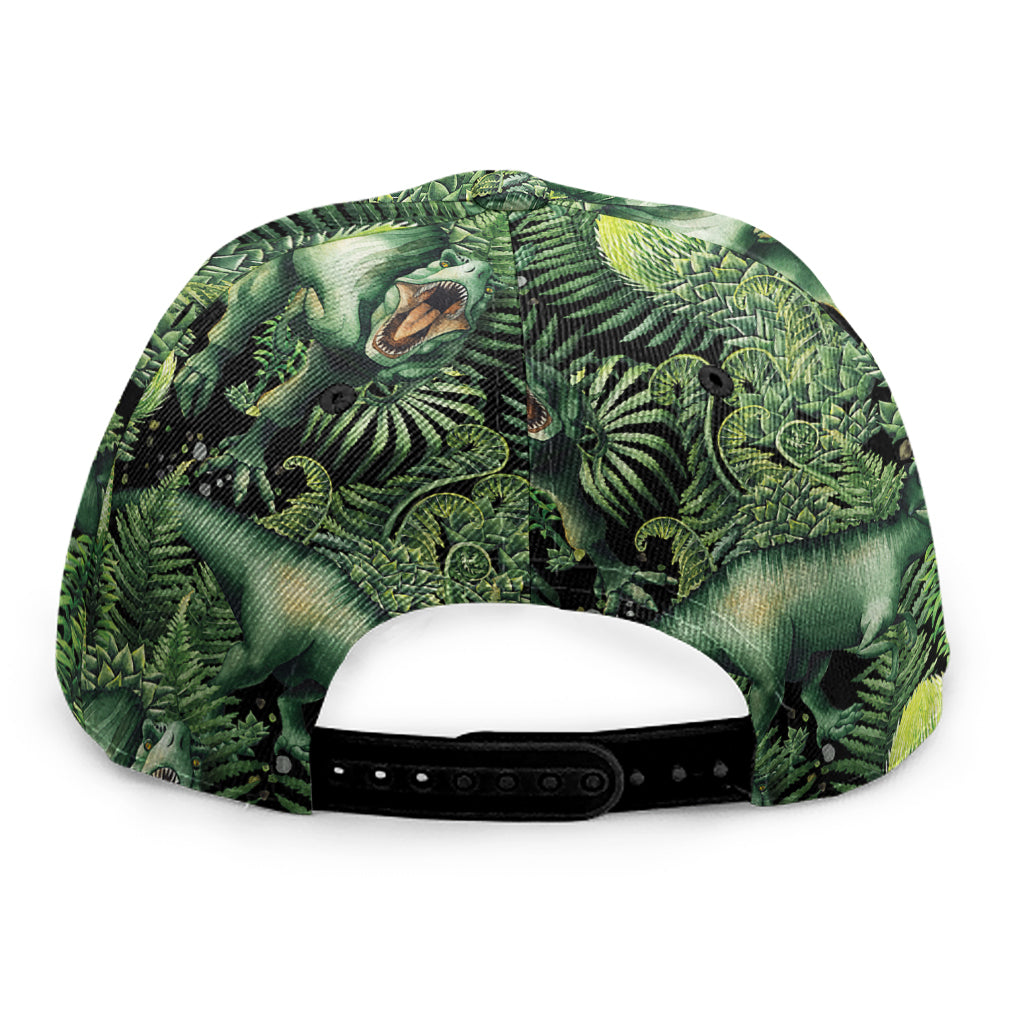 T-Rex Dinosaur And Jurassic Plants Print Snapback Cap