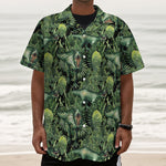 T-Rex Dinosaur And Jurassic Plants Print Textured Short Sleeve Shirt