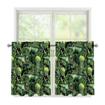 T-Rex Dinosaur And Jurassic Plants Print Tier Curtains