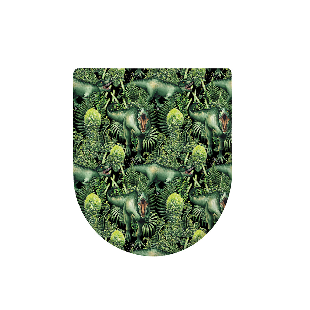 T-Rex Dinosaur And Jurassic Plants Print Toilet Lid Cover