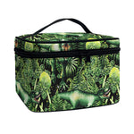 T-Rex Dinosaur And Jurassic Plants Print Travel Makeup Bag