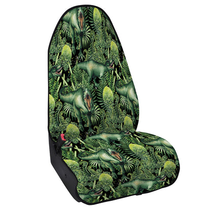 T-Rex Dinosaur And Jurassic Plants Print Waterproof Car Seat Cover