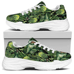 T-Rex Dinosaur And Jurassic Plants Print White Chunky Shoes