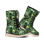 T-Rex Dinosaur And Jurassic Plants Print Winter Boots