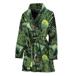 T-Rex Dinosaur And Jurassic Plants Print Women's Bathrobe