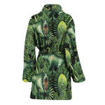 T-Rex Dinosaur And Jurassic Plants Print Women's Bathrobe