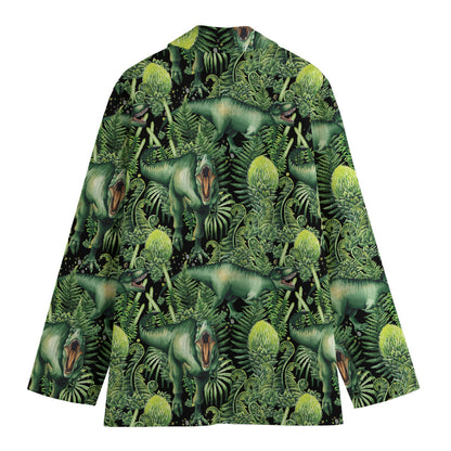 T-Rex Dinosaur And Jurassic Plants Print Women's Blazer