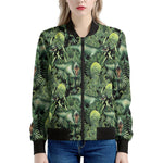 T-Rex Dinosaur And Jurassic Plants Print Women's Bomber Jacket