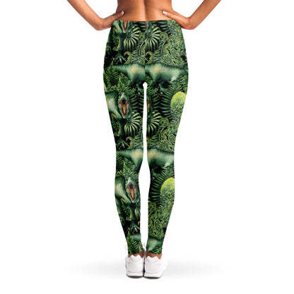 T-Rex Dinosaur And Jurassic Plants Print Women's Leggings