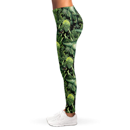 T-Rex Dinosaur And Jurassic Plants Print Women's Leggings