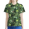 T-Rex Dinosaur And Jurassic Plants Print Women's Polo Shirt