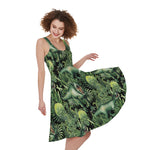 T-Rex Dinosaur And Jurassic Plants Print Women's Sleeveless Dress