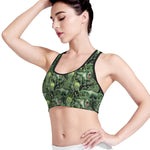 T-Rex Dinosaur And Jurassic Plants Print Women's Sports Bra