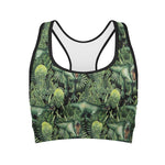 T-Rex Dinosaur And Jurassic Plants Print Women's Sports Bra