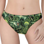 T-Rex Dinosaur And Jurassic Plants Print Women's Thong