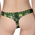 T-Rex Dinosaur And Jurassic Plants Print Women's Thong
