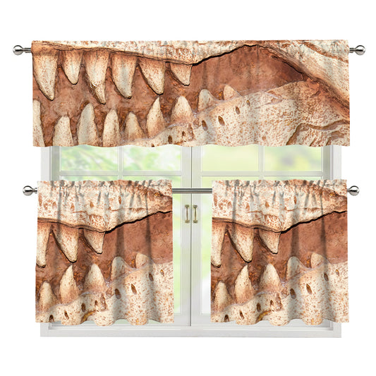 T-Rex Fossil Print 3 Piece Kitchen Curtains