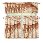 T-Rex Fossil Print 3 Piece Kitchen Curtains