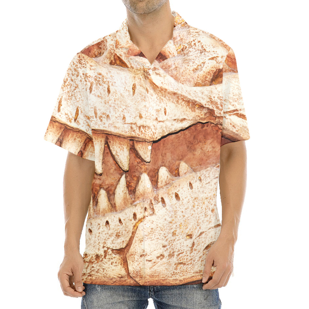 T-Rex Fossil Print Aloha Shirt