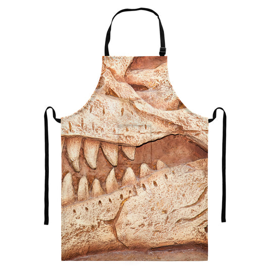 T-Rex Fossil Print Bib Apron With Pocket