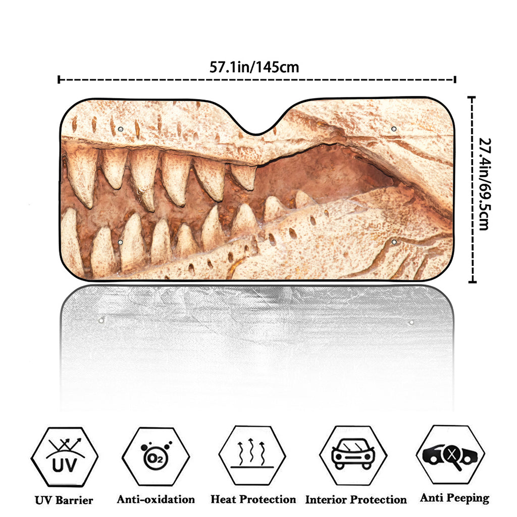 T-Rex Fossil Print Car Windshield Sun Shade